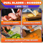 7-in-1 Cutting Board Scissors for Food, Stainless Steel | Dishwasher Safe Kitchen Scissors with Cutting Board; Replaceable Blades; Safety Lock; for Meat, Veggies, Fruit & Herbs