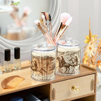 2 Pack Qtip Holder Organizer Dispenser Western Desert Cowboy Bathroom Storage Canister Cotton Ball Holder Container for Cotton Swabs/Pads/Floss