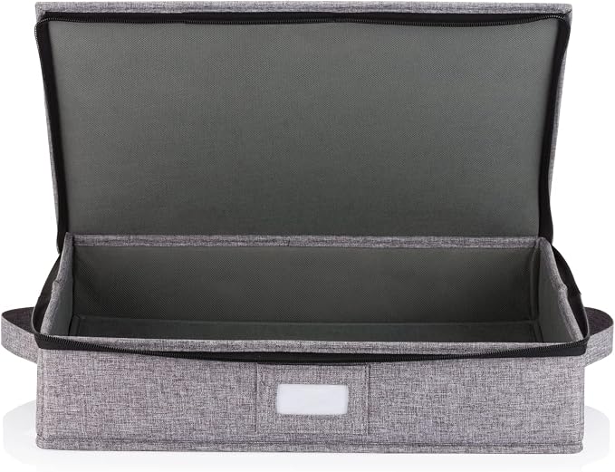 Platter Storage Case - Hard Shell and Stackable with Padded Interior - Fits 4 Serving Platters - 3 Large Felt Dividers Included - 17"W x 13"D x 4"H - China Storage Containers for Plates