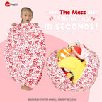 Wekapo Stuffed Animal Storage Bean Bag Chair Cover for Kids | Stuffable Zipper Beanbag for Organizing Children Plush Toys Large Premium Cotton Canvas (Heart, X-Large)