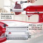 Meat Tenderizer Attachment for Kitchenaid Stand Mixers, 3 Adjustable Thickness, Meat Tenderizer Machine with Transparent Cover, Meat Cuber Accessories for Kitchen aid, Dishwasher Safe