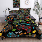 Kids Gaming Bedding Sets, 6 Piece Gamer Comforter Sets for Teens Boys Full Size for Bedroom Comforter Set Adult 3D Gamepad Microfiber Bedding Sets Fits All Season (Full Comforters Set)