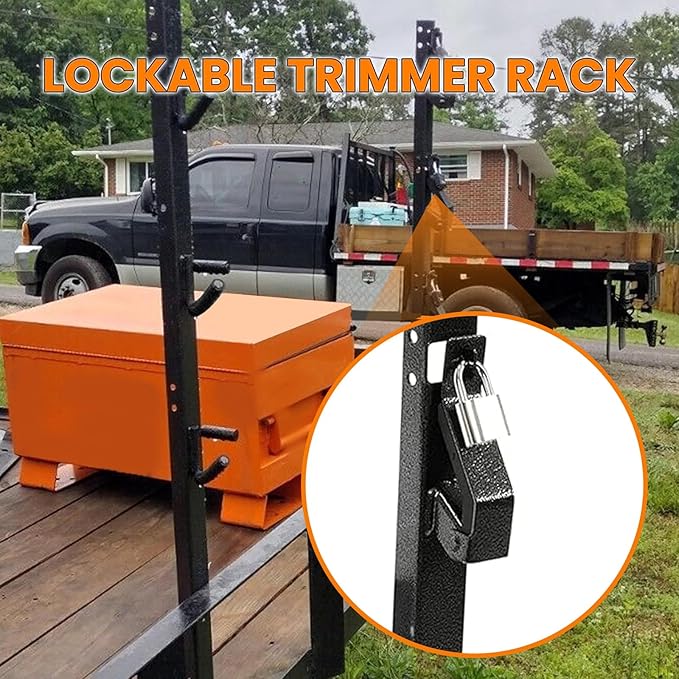 ECOTRIC 3 Place Weed Eater Rack Carrier Mount On Landscape Truck Trailer Enclosed Trimmer Rack Holder w/Lock Pair Steel Lockable