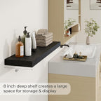 36 inch Floating Shelves Wall Shelves for Office with Invisible Brackets, 8 inch Deep Shelves for Bathroom, Living Room, Kitchen, Office, 36x7.9 inch deep Set of 2, Black