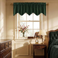 Dark Green Christmas Velvet Valance 52x18 Inch 1 Panel | Forest Wavy Kitchen Curtains, Heavyweight Christmas Window Treatment for Farmhouse, Living Room, Bathroom