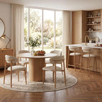 UVV Dining Chairs Set of 6, Metal Kitchen Chairs with Modern Fabric Upholstered for Dining Room, Beige