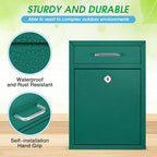 Yaocom Locking Mailbox with Key for Outdoor 12.2 x 8.5 x 3 Inches Large Wall Mount Mail Box with Lock Security Mail Drop Metal Collection Boxes Hanging Secure Postbox(Green)