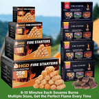 HGD Fire Starter, 128 Mini Square, Natural Fire Starters for BBQ, Campfire, Fireplace, Charcoal, Wood Stove, Chimney, Fire Pit, Grill, Smoker, Indoor Outdoor Use