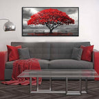 AJAZIKO Red Wall Art - Modern Framed Wall Art for Living Room - Red Tree Black and White Landscape Canvas Prints Posters & Prints for Home Office Bedroom Decorations - Large Wall Pictures 20×40IN