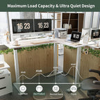 FEZIBO 75 Inches, Supports over 300mlbs,L Shaped Standing Desk Reversible, Electric Height Adjustable Corner Stand up Desk, Sit Stand Desk Computer Workstation, White Frame/White Top