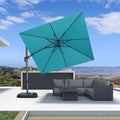 PURPLE LEAF 9' X 9' Left-right Tilt Patio Umbrella Outdoor Cantilever Swivel Square Umbrella with Tilt Aluminum Offset Umbrella with 360-degree Rotation for Garden Deck Pool Patio Turquoise Blue