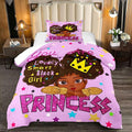 Black Girl Comforter Sets Twin-African Black Girls Twin Comforter Sets for Girls Cute Black Girl Twin Bedding Sets for Girls Princess Room Decor for Girls Bedroom, Twin (1 Comforter 1 Pillowcase)