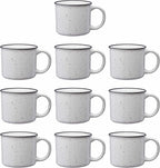 DISCOUNT PROMOS Ceramic Campfire Coffee Mugs 13 oz. Set of 10, Bulk Pack - Perfect for Tea, Espresso, Cappuccino, Hot Cocoa - White