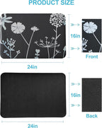 Dish Drying Mat for Kitchen Counter, 16"x24" Rubber Backed (Gray Daisy) | Hide Stain Anti Absorbent for Kitchen Counter, Non-slip Drying Mat for Coffee Machine Dish Rack