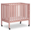 Jett Non-Full Size Folding Convertible Crib, Lightweight Portable Crib, Three Adjustable Mattress Height Settings, Easy to Fold Travel Crib, 1.5” Mattress Pad Included