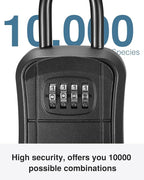 Puroma Key Lock Box Outdoor 4 Digit Code Combination Lockbox House, 4 Black | For Contractors Guest Realtor Storage Keys, Portable, Home Wall Mount, Resettable, Combination, Weatherproof, High-capacity