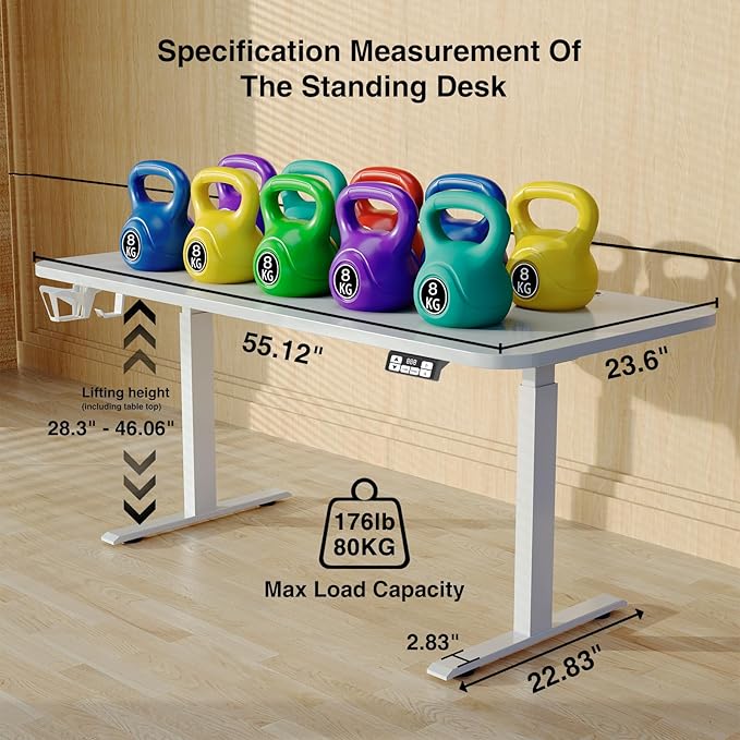 Large 63Inch Electric Standing Desk Height Adjustable, Sit Stand up Desk Home Office Computer Ergonomic Desk Memory Preset with Pencil Tray…