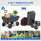 Yesker Garden Carts - 900lbs Dump Wagon with All Terrain Inflatable Wheels for Yard Lawn Farms Gardening - Heavy Duty Utility Outdoor Hauling Wheelbarrow
