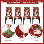U'Artlines Christmas Chair Covers Set of 4, Removable Washable Merry Christmas Dining Chair Seat Covers Stretch Protector Slipcovers for Dining Room Kitchen Holiday Party Decor, Snowman