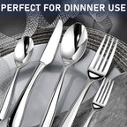 Heavy Duty Silverware Set for 8, Stainless Steel Flatware Cutlery Set | Heavy Duty Steak Knife Fork and Spoon, Dishwasher Safe, Gift Package for Wedding Housewarming