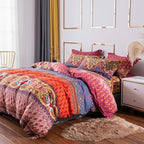 ABREEZE Bohemian Duvet Cover Set Colorful Orange Boho Retro Bedding Set Damask Paisley Cotton Duvet Cover Tribal Reversible Bedding Exotic Style Comforter Cover 3-Piece Twin