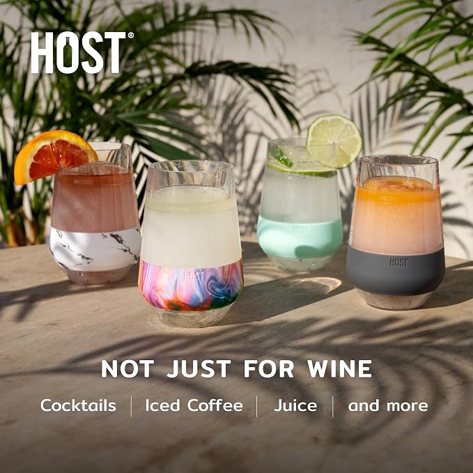 Host Freeze XL Double Wall Insulated Stemless Wine Glasses with Lids, Freezable Tinted Travel Beverage Cups, On the Go Chiller Tumblers, Outdoor Gifts for Women, Moms, 12 oz, Set of 2, Pink Blush