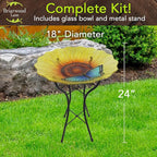 Briarwood Lane Butterfly and Sunflower Glass Bird Bath