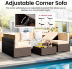 Pamapic 7 Piece Modular Outdoor Sectional, UV Protection Rattan Patio Sectional with Coffee Table, Adjustable Outdoor Couch with Removable Waterproof Cushions Covers(Brown Sugar)