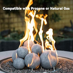 Skyflame Ceramic Fireplace Balls, Set of 12 Round Fire Stones Set for Indoor and Outdoor Fire Pits or Fireplaces Accessory, 4 Inch, Gray