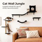 Wall Mounted Cat Furniture Set of 4 – 4 in 1 Cat Wall Shelves with Hammock, Bridge, Climbing Tree & Perch – Shelves for Large Cats, Holds Up to 30 lbs, Indoor Playground
