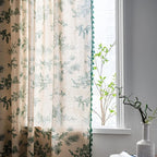 Sutuo Home Boho Curtain 96 Inches Length for Bedroom, Printed Cotton Linen Rod Pocket Semi Blackout Farmhouse Bohemian Tassels Window Treatment for Living Room, 1 Panel 59" W x 96" L, Green Forest