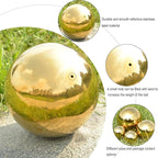 Nerien Gazing Ball, Stainless Steel Garden Mirror Globe, Polished Ornament Sphere, Hollow Floating Reflective Hemisphere, for Home Outdoor Pond Housewarming Swimming Pool Decoration, Gold, 8Pcs