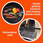 Camerons Grilling Mesh (13.25"x18") - Heavy Duty 100% Non-Stick Reusable Cooking Mesh Sheet - Use in Outdoor BBQ Grill & Indoor Oven - Heat Safe up to 500° F - Great for Holiday Dinner & XMas Gift