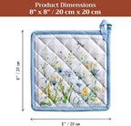 Maison d' Hermine Pot Holders 100% Cotton Potholders (8" x 8", Pack of 1) | Heat Resistant Hot Pads with Loop BBQ Cooking Baking Farmhouse Kitchen Handling Hot Pans Spring Summer - Fleurs De Mai