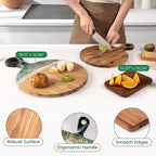 Acacia Wood Serving Board with Ocean Resin Art, 14.6" x 10.2" Charcuterie Cheese Tray for Display & Prep, Cutting Board on Back, Includes Stand & Loofah, Christmas Housewarming Gift (Round)