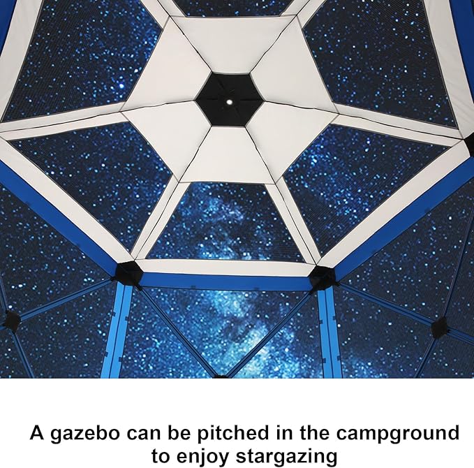 COBlZl Pop Up Gazebo 12x12 Screen House Tent for Camping, Outdoor Instant Stargazing Gazebo Canopy with Awning 2.0, Portable Hub Tent with Removable Sidewalls,Pavilion for Backyard,Blue