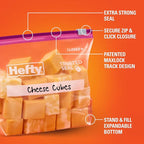 Hefty Slider Storage Bags, Quart Size, 78 Count | Bulk Pack, Quart Storage Bags for Food, Snacks, Toiletries, and More, Writable Label, Stand and Fill, Secure Slider Closure