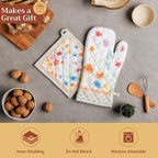 Maison d'Hermine Oven Gloves 100% Cotton Oven Mitt (7" x 13", Pack of 1) | With Loop Heat Resistant BBQ Cooking Gloves Baking Grilling Kitchen Handling Hot Pans Spring Summer - Summer Whisper