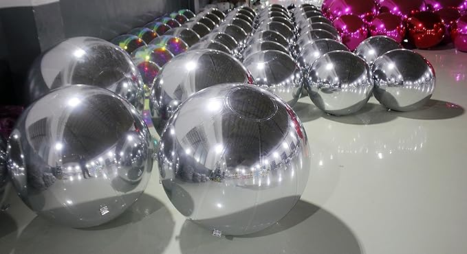 Generic Big Shiny Balls Giant Inflatable Mirror Balls for Events & Decor - Party, Advertising, Shows, Stage Decoration - Hanging & Standing-Various Sizes & Colors - Silver (2.4m/7.87ft)