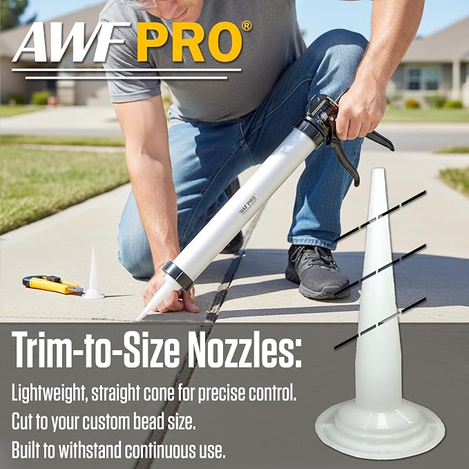 AWF PRO Sausage Caulking Gun 20 oz, 18:1 Thrust Ratio | 20 oz Foil Pack and 10 oz Cartridge Convertible, Aluminum Barrel, Includes 3 Tips
