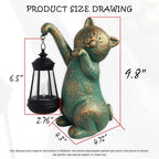 Cat Garden Statue Outdoor Décor with Solar Lights Lantern,Cat Solar Light Figurines Outside Decorations for Yard，Lawn Patio, Balcony, Unique Housewarming Gifts