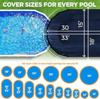 15 x 30 ft Oval Pool Covers for Above Ground Pools, Oval Winter Cover, Keeps Out Debris, Cold and UV Resistant, Supreme Mesh, Navy Blue