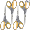 Westcott 8-Inch Titanium Bonded Scissors for Home, Office, and Classroom - Perfect for Cutting Paper, Sewing, and Crafts - Heavy-Duty Design with Soft Handle - Gray/Yellow (Pack of 48)