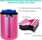 WKIEASON 12OZ Standard Can Coolers Sleeve Neoprene Can Coozies Insulators Can Koozies Cover for Beer Bottle PU Leather Neoprene Can Coolier for Soda Beverage Cokecola Can Sleeves-3PCS Pack