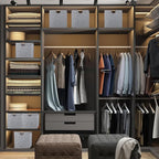 13x13x13 Inches Collapsible Storage Cubes, 4 Pack Fabric Bins with Wooden Handles for Kallax Shelves, Closet, Cabinet, Bookcase, Home Organizer Boxes for Decor and Laundry (Gray)