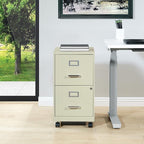 OSP Home Furnishings 2 Drawer Mobile Locking Metal File Cabinet, Tan
