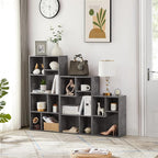 VECELO Small Bookshelf, 3 Cube Shelf, Fits Tallest Hardcovers, Horizontal Available, Short Bookcase for Small Spaces,Modern Gray