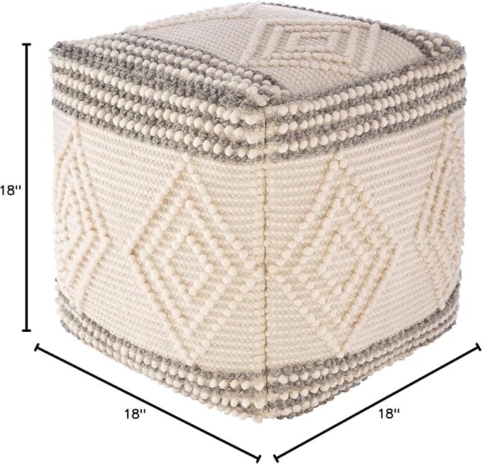 Mark&Day Pouf Ottoman, Prellenkirchen Modern Charcoal Cube Pouf Foot Rest for Living Room, Bedroom and Boho Home Decor (18"x18"x18")