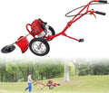 2-Stroke Hand Push Lawn Mower Gas Powered with Wheels,1.8KW 49CC Single-Cylinder Gasoline Engine Grass Trimmer Lawn Mower,Height Adjustable and Rear Wheels Foldable,6500-7000r/Min