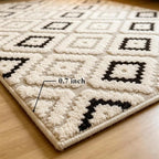 Entrance Mat 3'x5', Geometric Boho Indoor Doormat for Porch, Diamond | Soft Cozy Fluffy Mid Pile Machine Washable Non Slip Accent Rug for Entryway Front Door Sink Indoor Entrance Bathroom